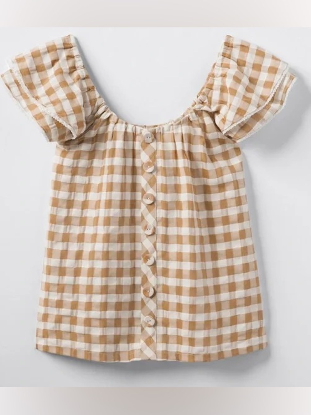Matilda Jane Womens Top Size Large L Gingham Rockabilly Shirt Neutral Country